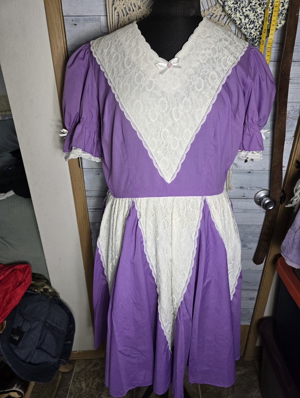 Vtg 60's Partners Please Malco Modes Purple Lavender Rockabilly Dress Lace Trim